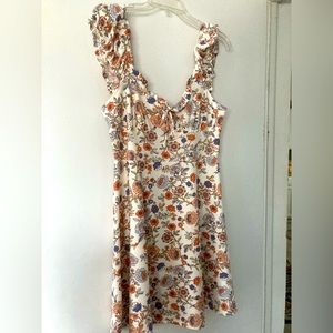 Cute floral off shoulder puff sleeve dress